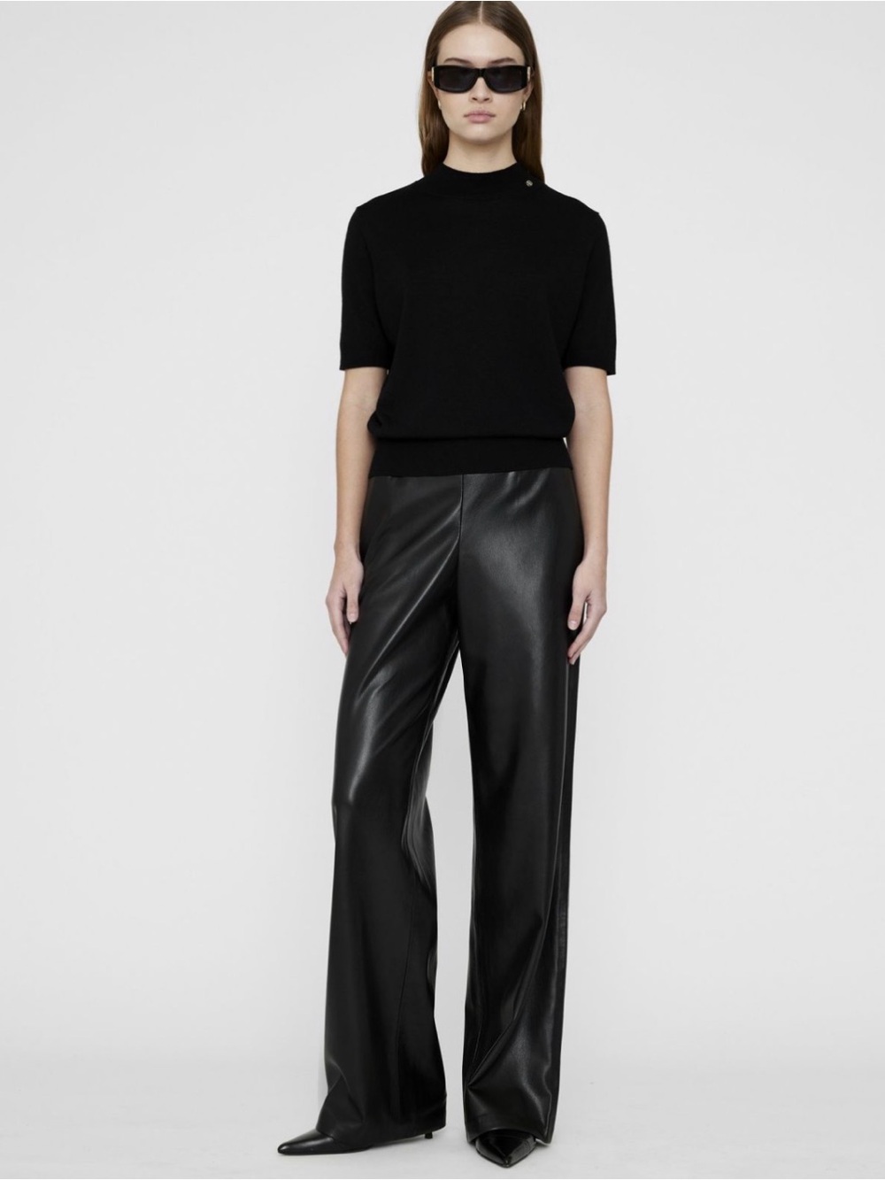 Annie Bing Koa Pant Black Vegan Leather Size Large